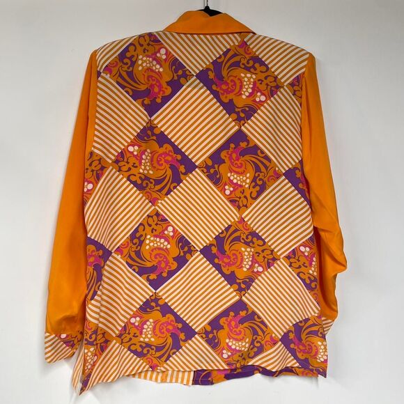 Koos of Course Women's Small 100% Silk Funky Orange Blouse and Tank Set Retro - Picture 8 of 8